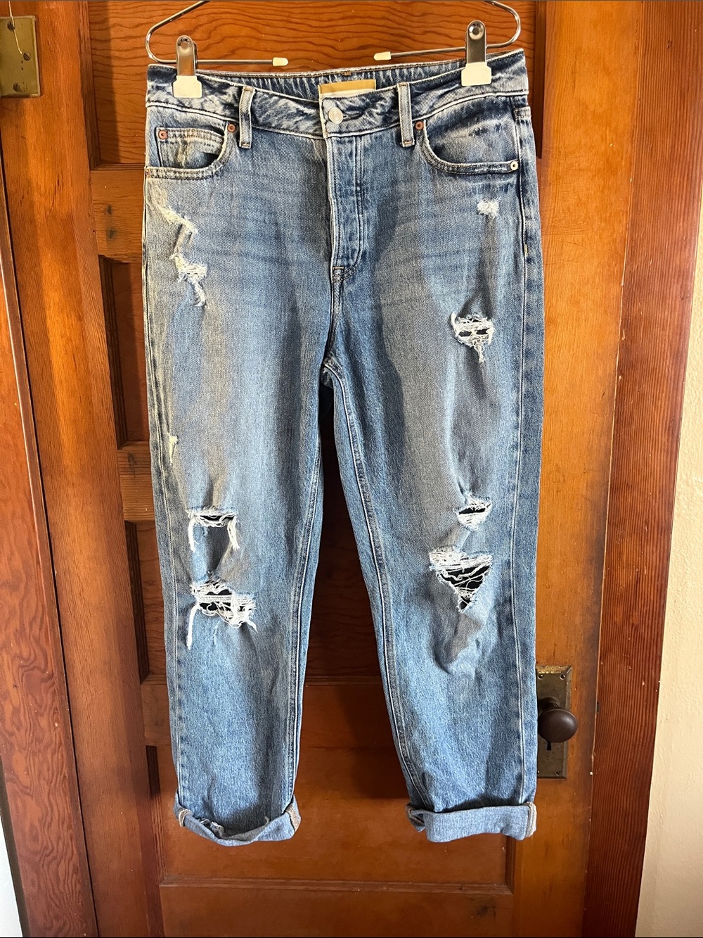 Forever 21 Light Blue Distressed Skinny Jeans